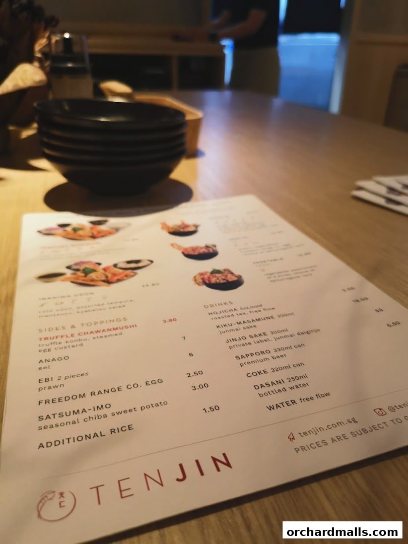 Menu page for Tenjin Shaw Centre