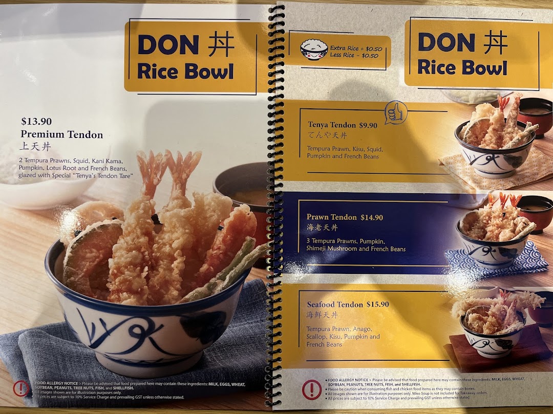 Menu page for Tenya ION Orchard