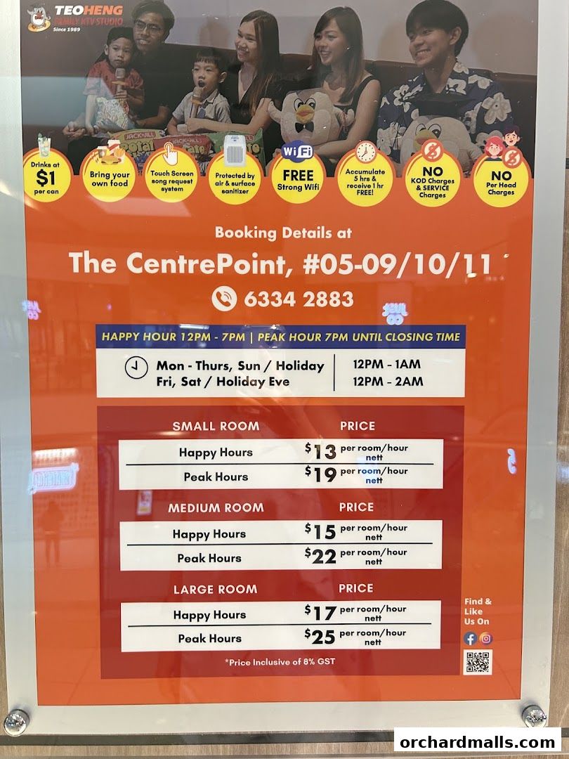 Menu page for Teo Heng KTV Studio CentrePoint