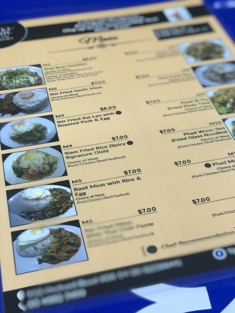Menu page for Tha Siam Thai Kitchen
