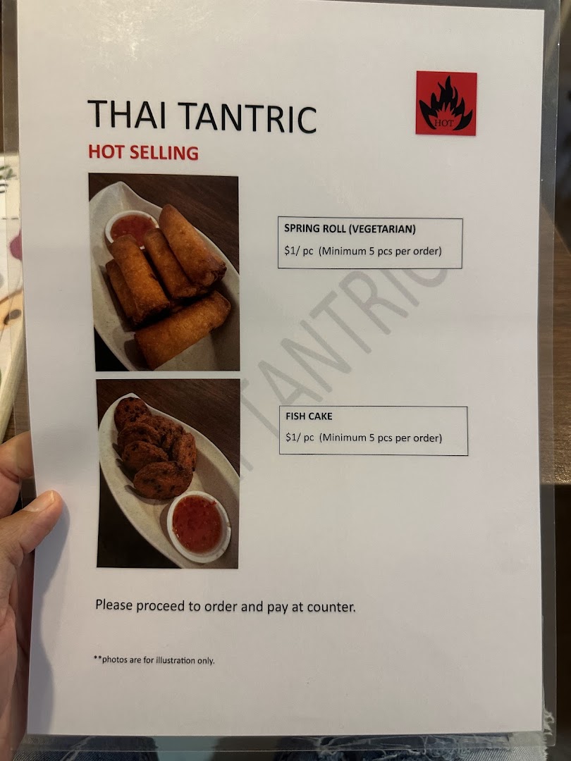 Menu page for Thai Tantric Authentic Thai Cuisine