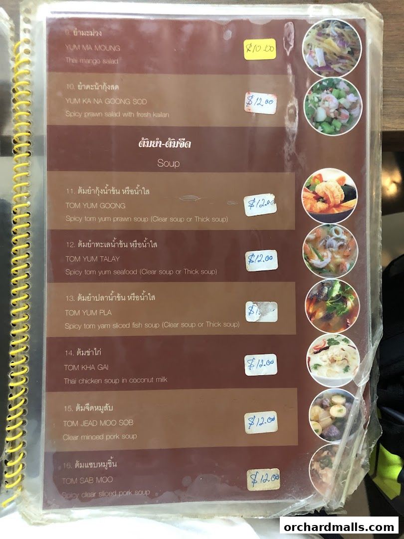 A menu page from Thai Tantric Authentic Thai Cuisine featuring soups and salads.