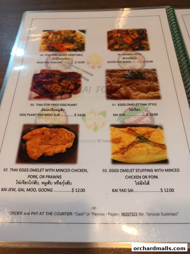 A menu page from Thai Tantric Authentic Thai Cuisine featuring various dishes with images and prices.