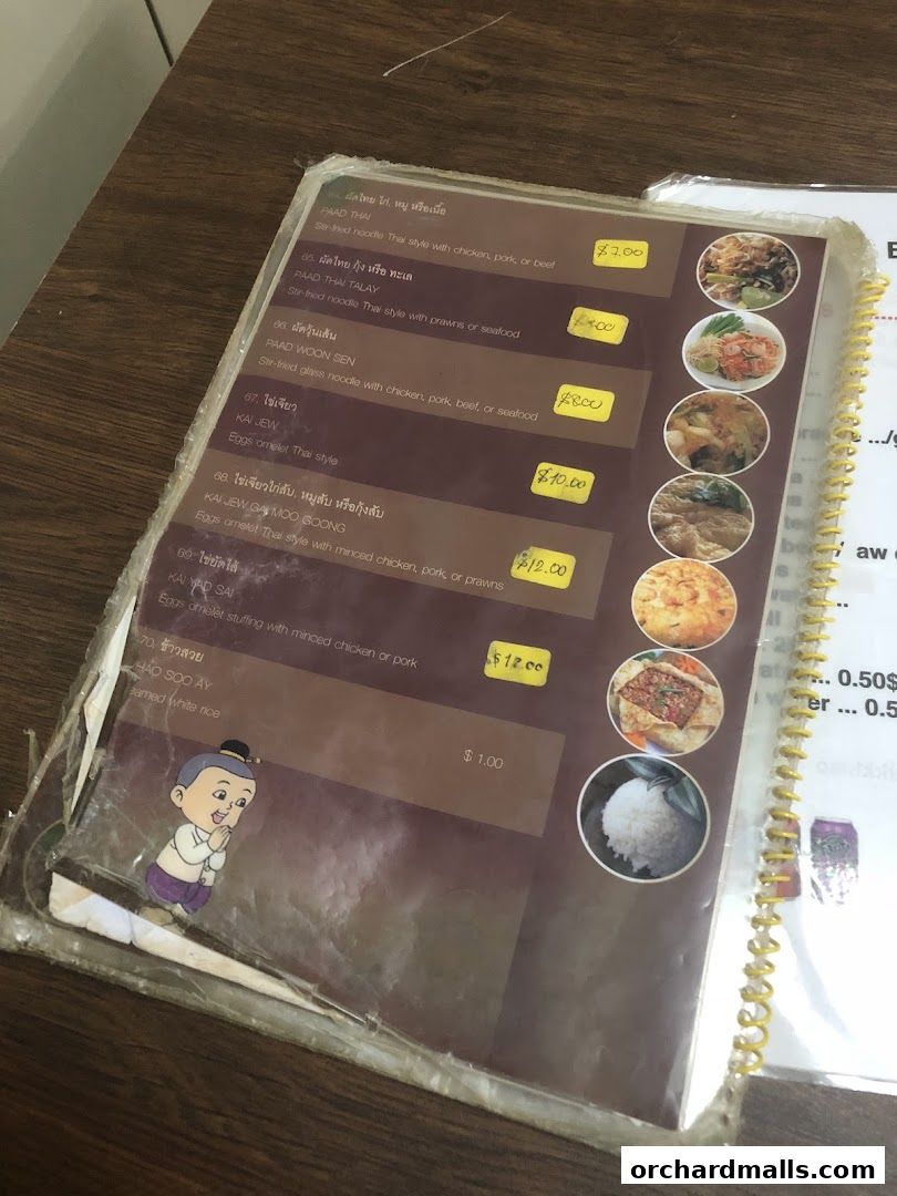 A menu from Thai Tantric Authentic Thai Cuisine featuring various noodle and egg dishes with prices.