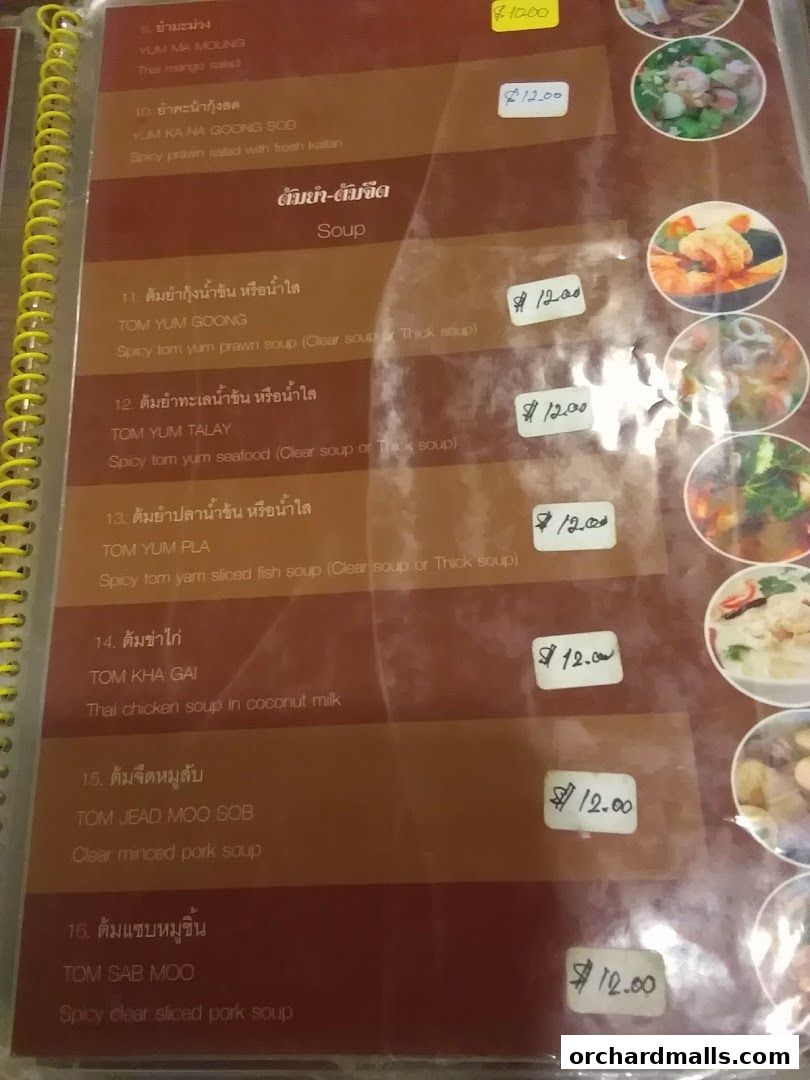 A menu page from Thai Tantric Authentic Thai Cuisine featuring soups and salads.