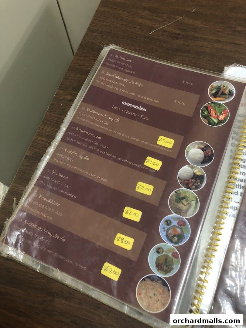 A menu from Thai Tantric Authentic Thai Cuisine with various Thai dishes and prices.