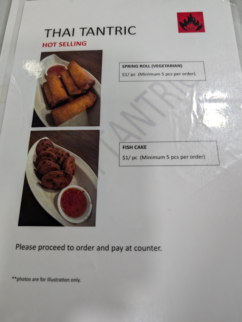 Menu page for Thai Tantric Authentic Thai Cuisine