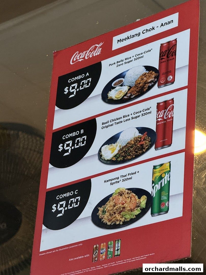A menu board displaying three combo meals with drinks from Thai Tantric Authentic Thai Cuisine.