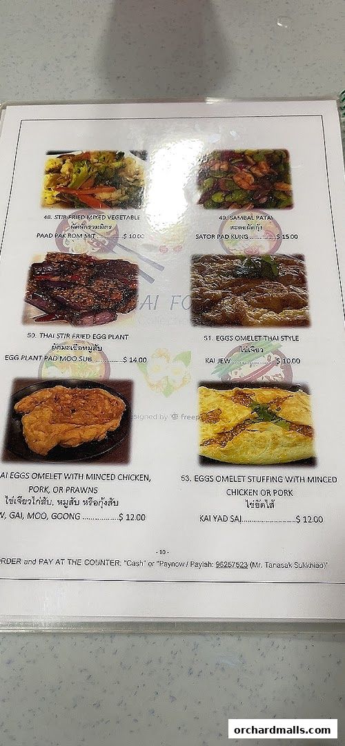 A menu page from Thai Tantric Authentic Thai Cuisine featuring various Thai dishes with images.
