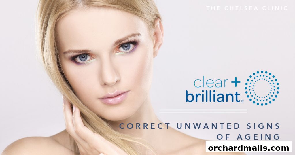 A woman's face with makeup, promoting a skin treatment for aging.