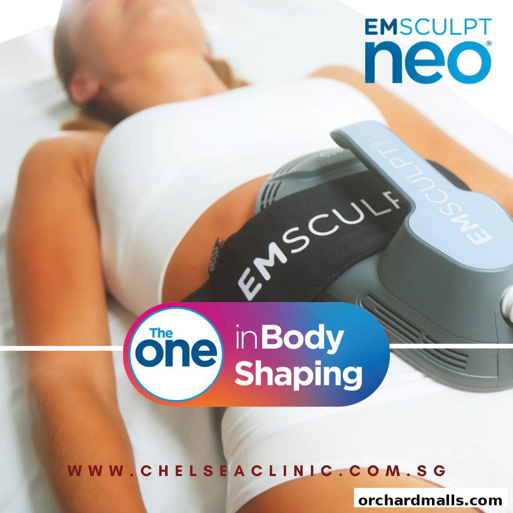 A person undergoing an Emsculpt Neo body shaping treatment at The Chelsea Clinic.