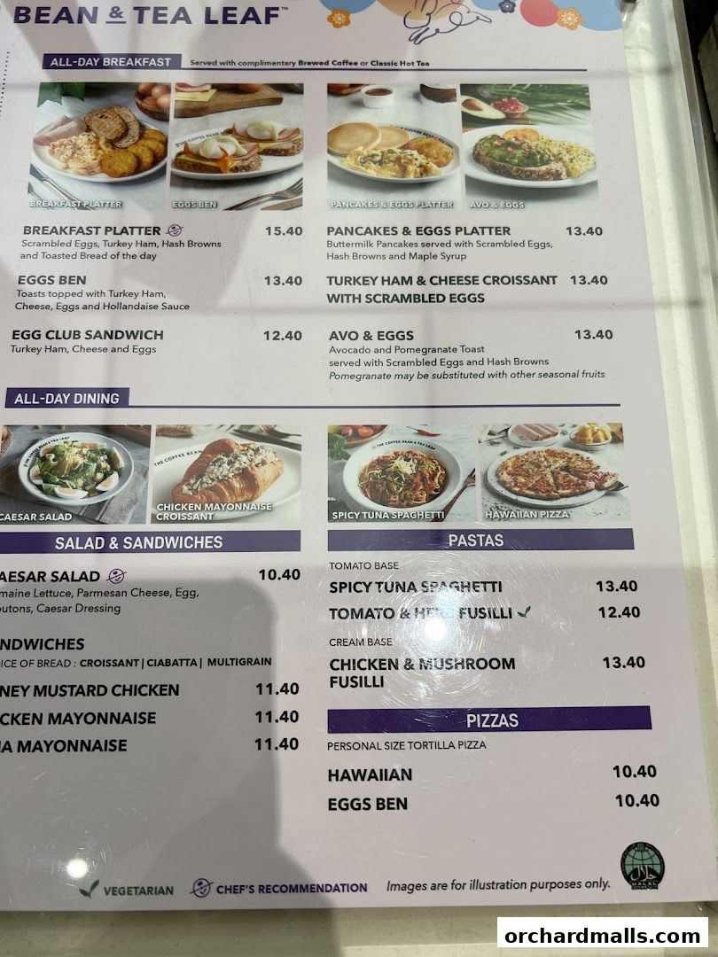 Menu page for The Coffee Bean  Tea Leaf