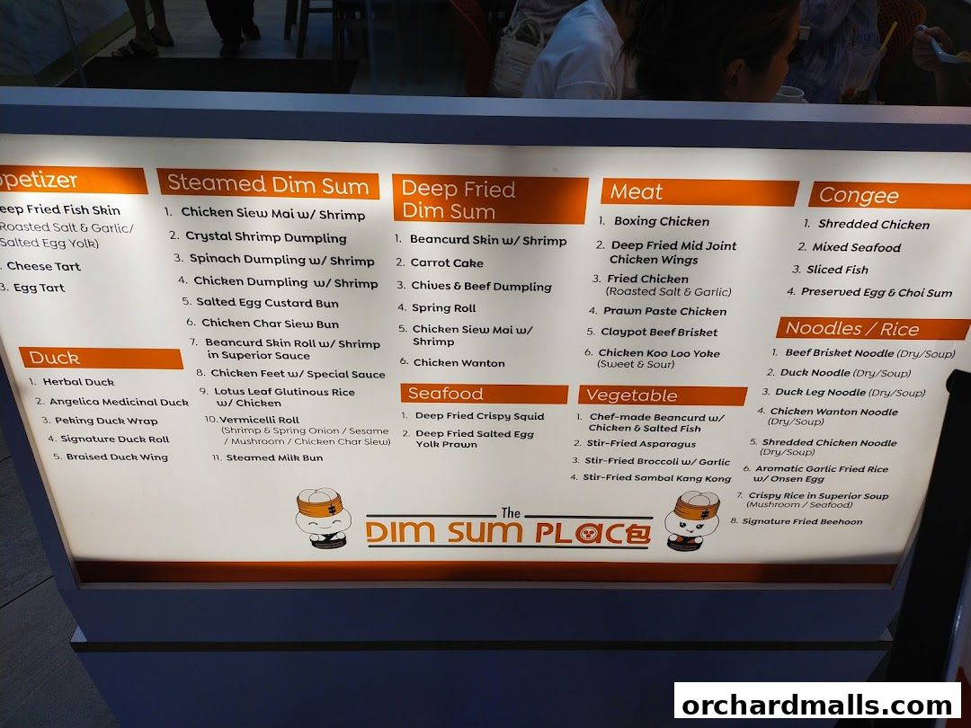 Menu page for The Dim Sum Place  The Centrepoint