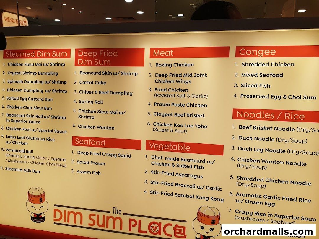 Menu page for The Dim Sum Place  The Centrepoint