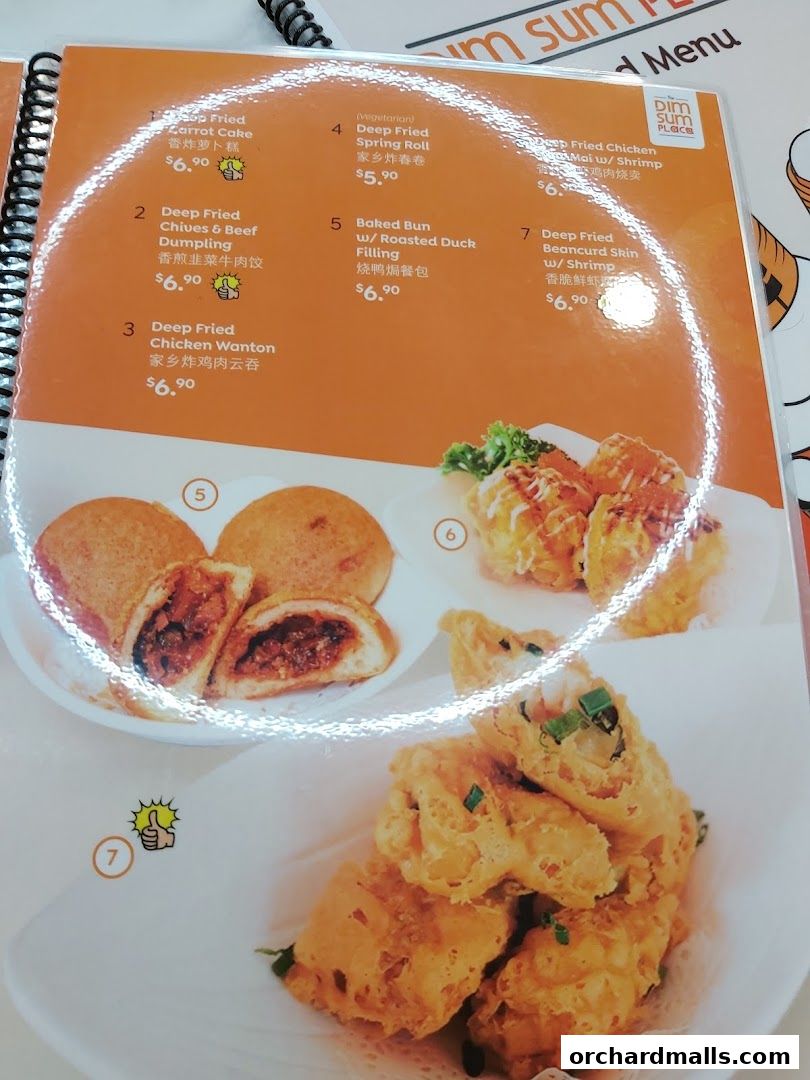 Menu page for The Dim Sum Place  The Centrepoint