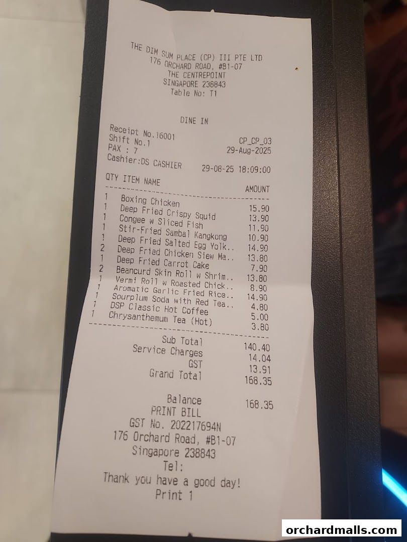 Menu page for The Dim Sum Place  The Centrepoint