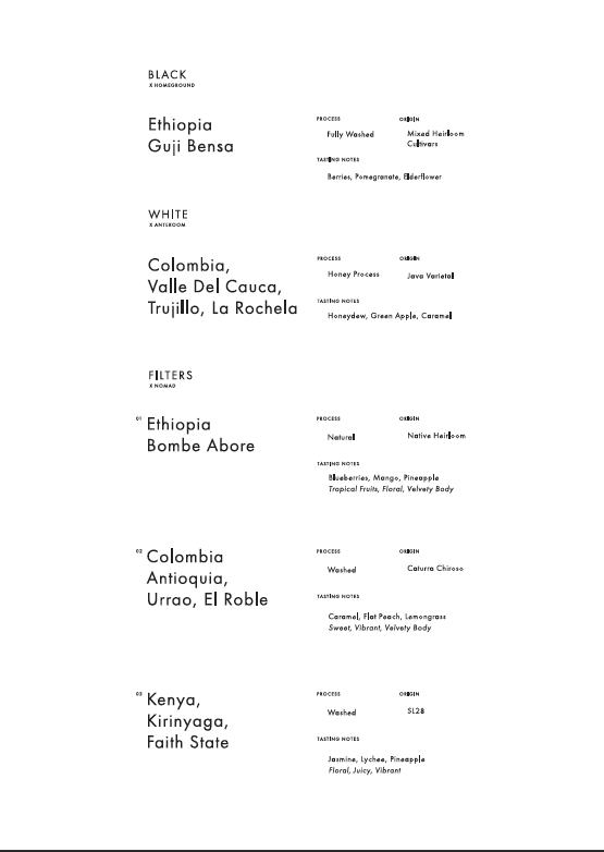 Menu page for THE EDITORS MARKET