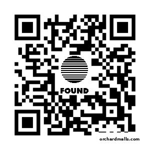 A QR code with a circular logo and the word 'FOUND' in the center.