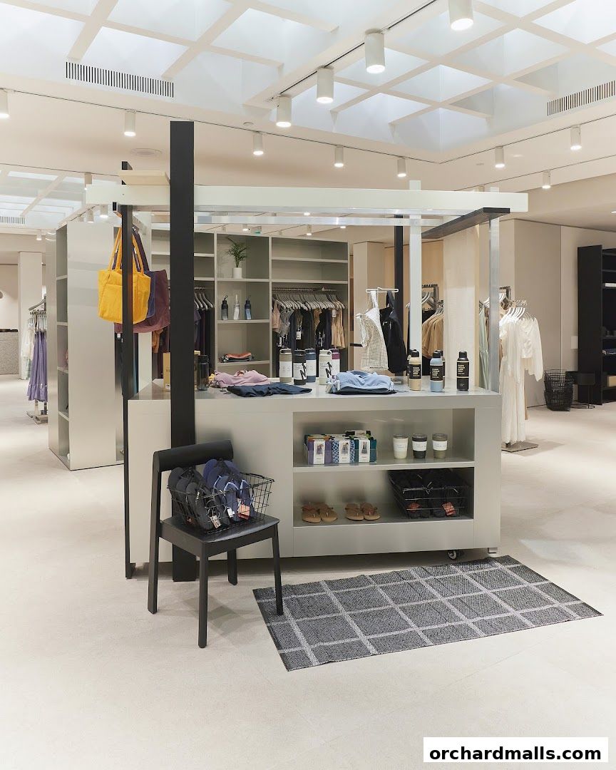 Interior view of The Editors Market shop showcasing clothing, accessories, and lifestyle products.