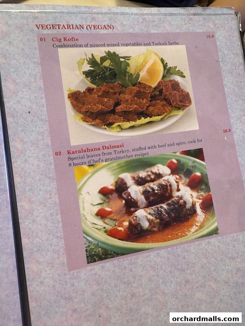 Menu page for The Mediterranean Deli Turk