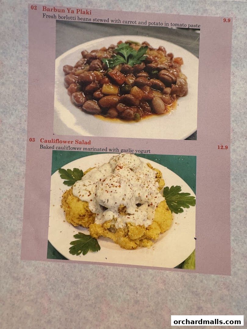 Menu page for The Mediterranean Deli Turk