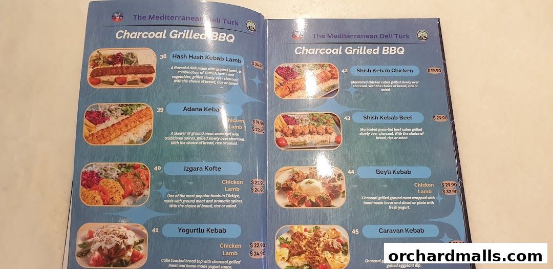 Menu page for The Mediterranean Deli Turk