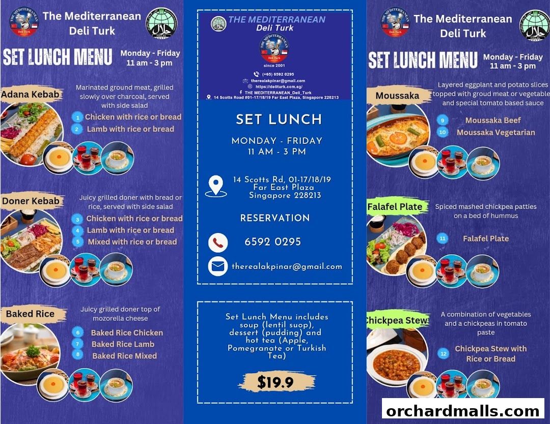 Menu page for The Mediterranean Deli Turk
