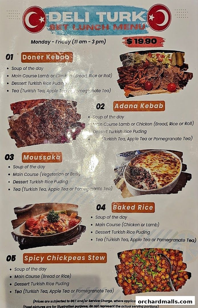 Menu page for The Mediterranean Deli Turk