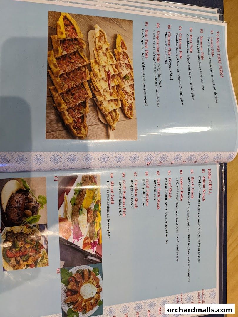 Menu page for The Mediterranean Deli Turk