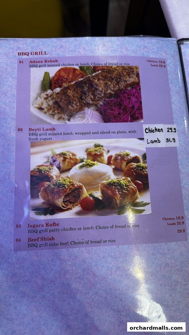 Menu page for The Mediterranean Deli Turk