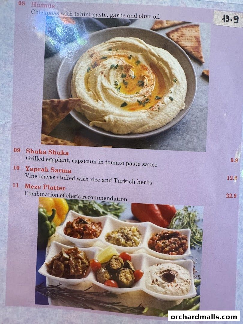 Menu page for The Mediterranean Deli Turk