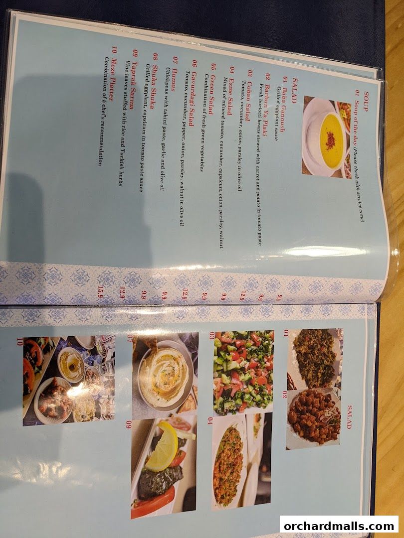Menu page for The Mediterranean Deli Turk