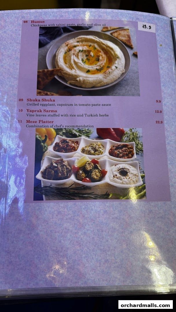 Menu page for The Mediterranean Deli Turk