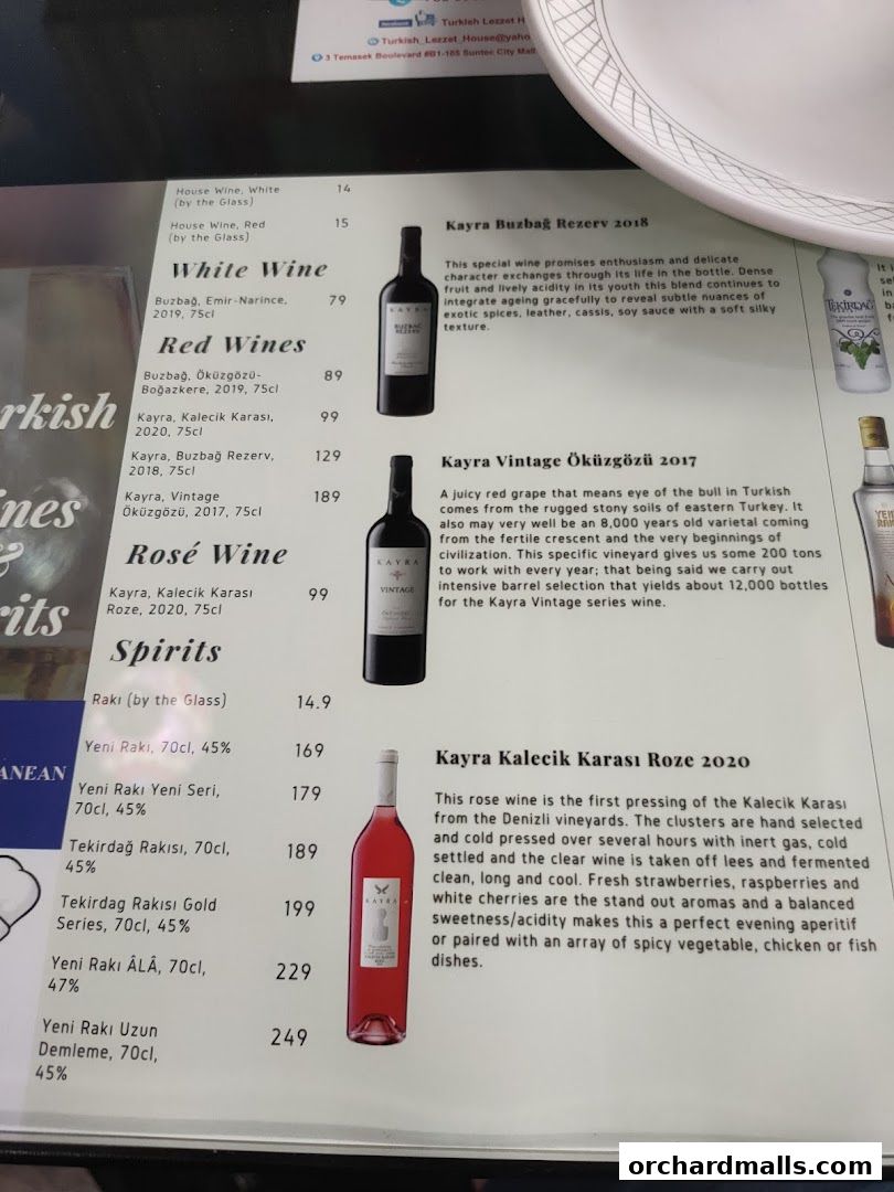 Menu page for The Mediterranean Deli Turk