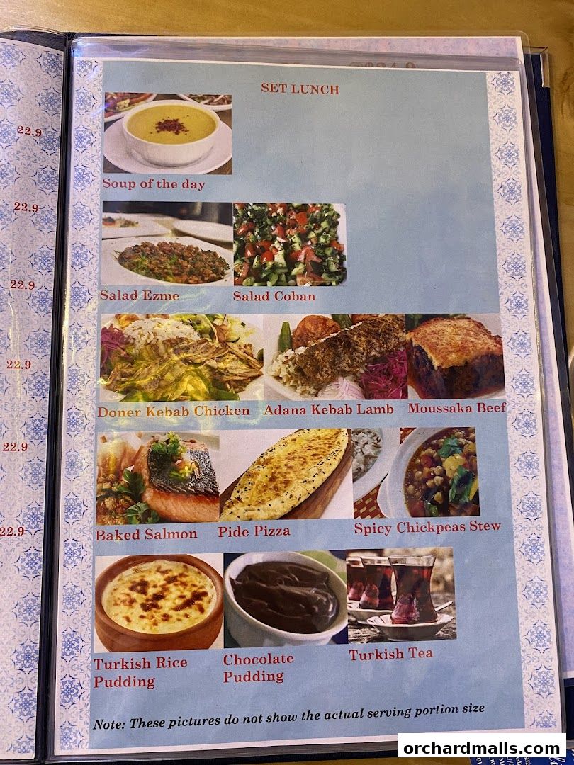 Menu page for The Mediterranean Deli Turk