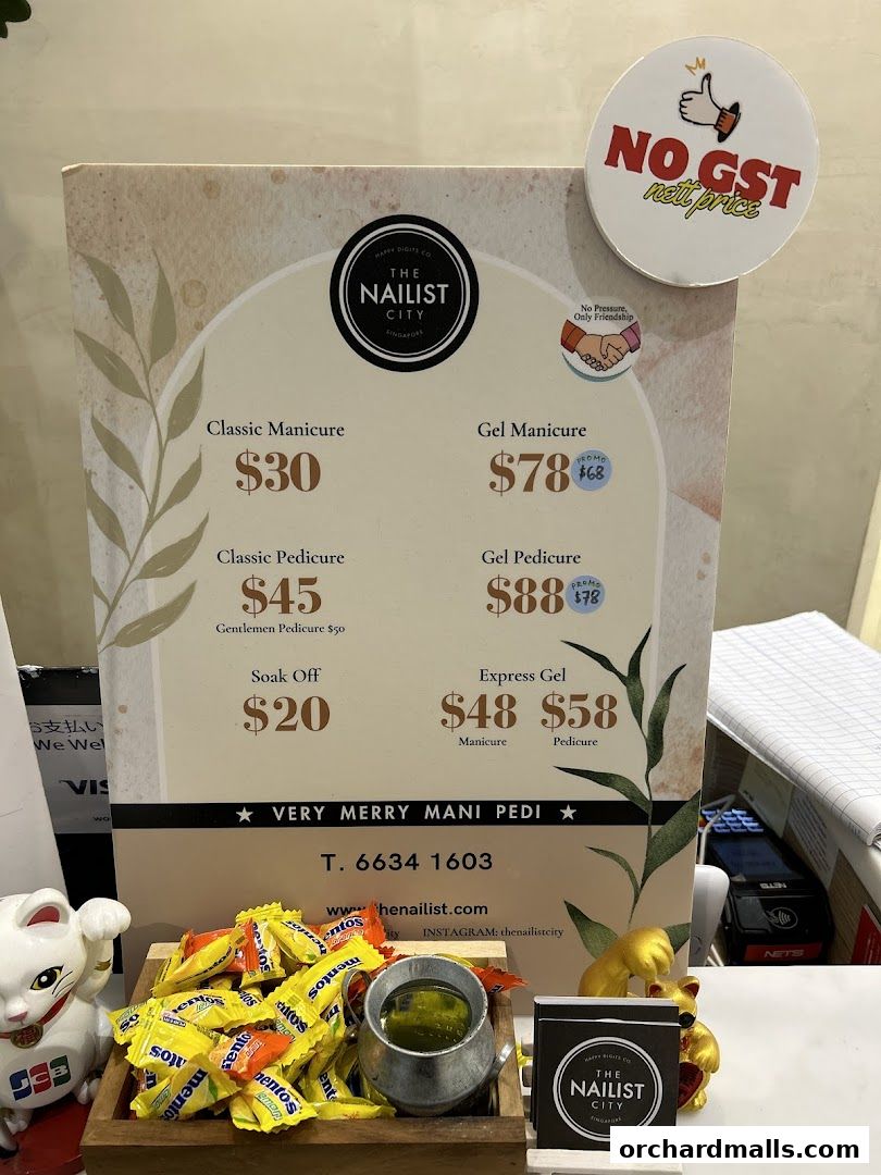 Menu page for The Nailist City - 313 Orchard Road