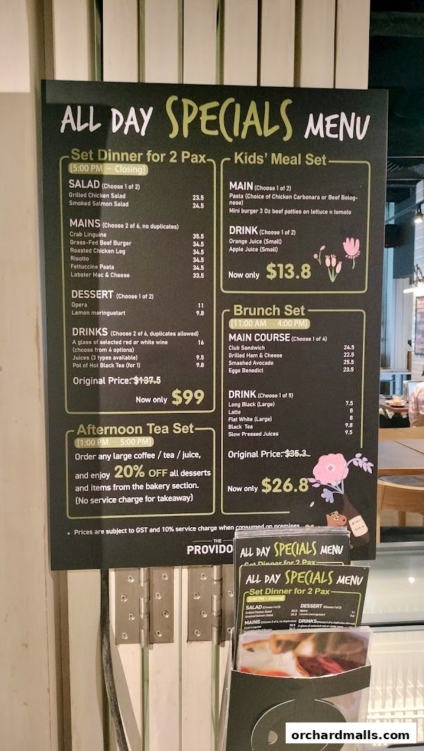 Menu page for The Providore - Mandarin Gallery