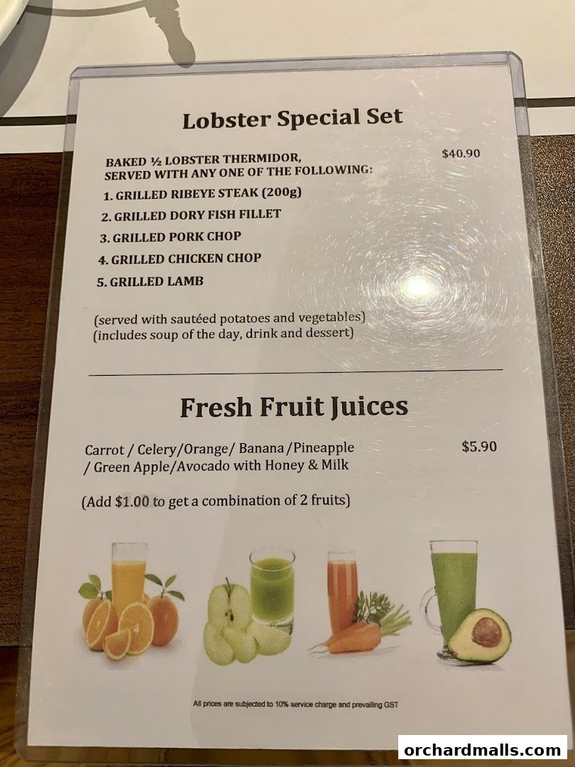 Menu page for The Ship Restaurant  Shaw Centre