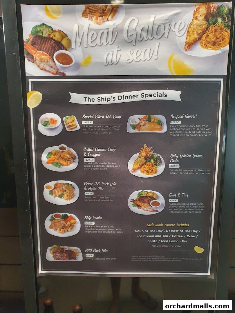 Menu page for The Ship Restaurant  Shaw Centre