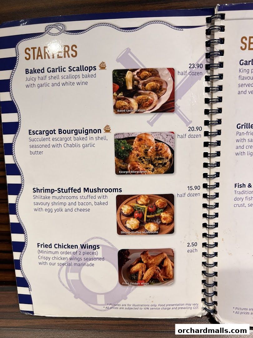 Menu page for The Ship Restaurant  Shaw Centre