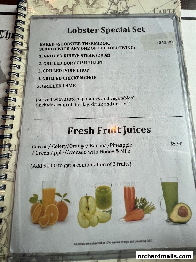 Menu page for The Ship Restaurant  Shaw Centre