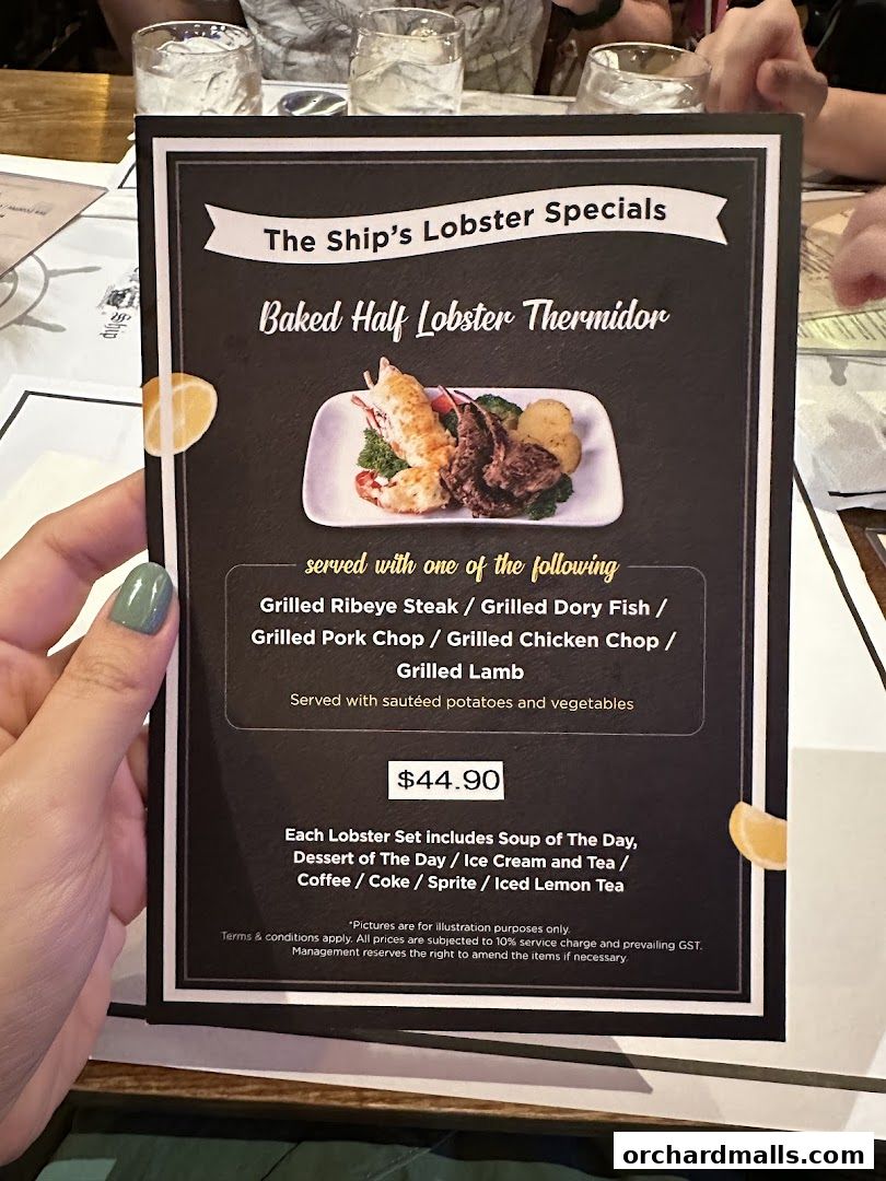 Menu page for The Ship Restaurant  Shaw Centre