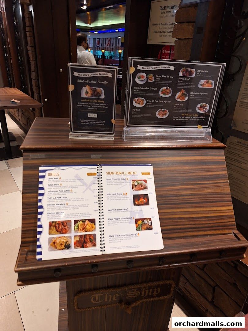 Menu page for The Ship Restaurant  Shaw Centre