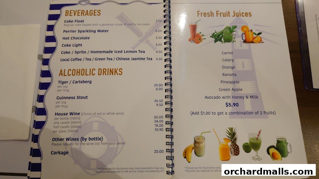 Menu page for The Ship Restaurant  Shaw Centre