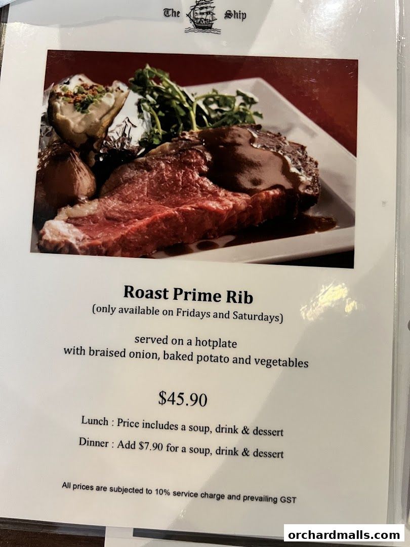 Menu page for The Ship Restaurant  Shaw Centre