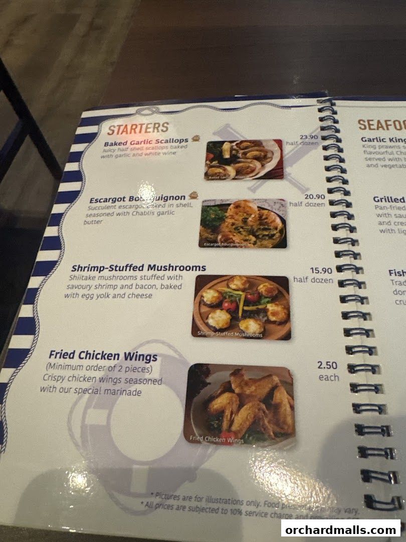 Menu page for The Ship Restaurant  Shaw Centre