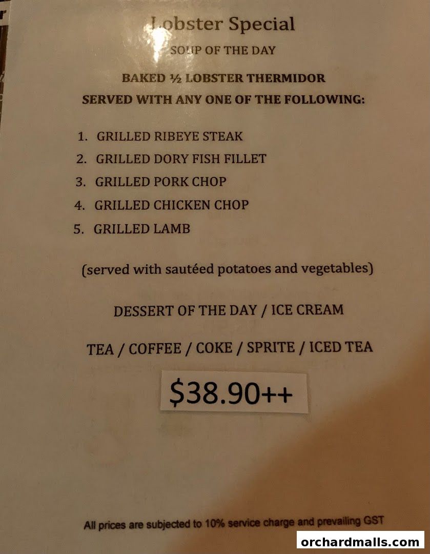 Menu page for The Ship Restaurant  Shaw Centre