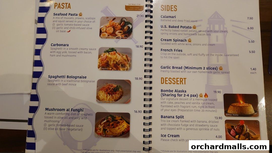 Menu page for The Ship Restaurant  Shaw Centre