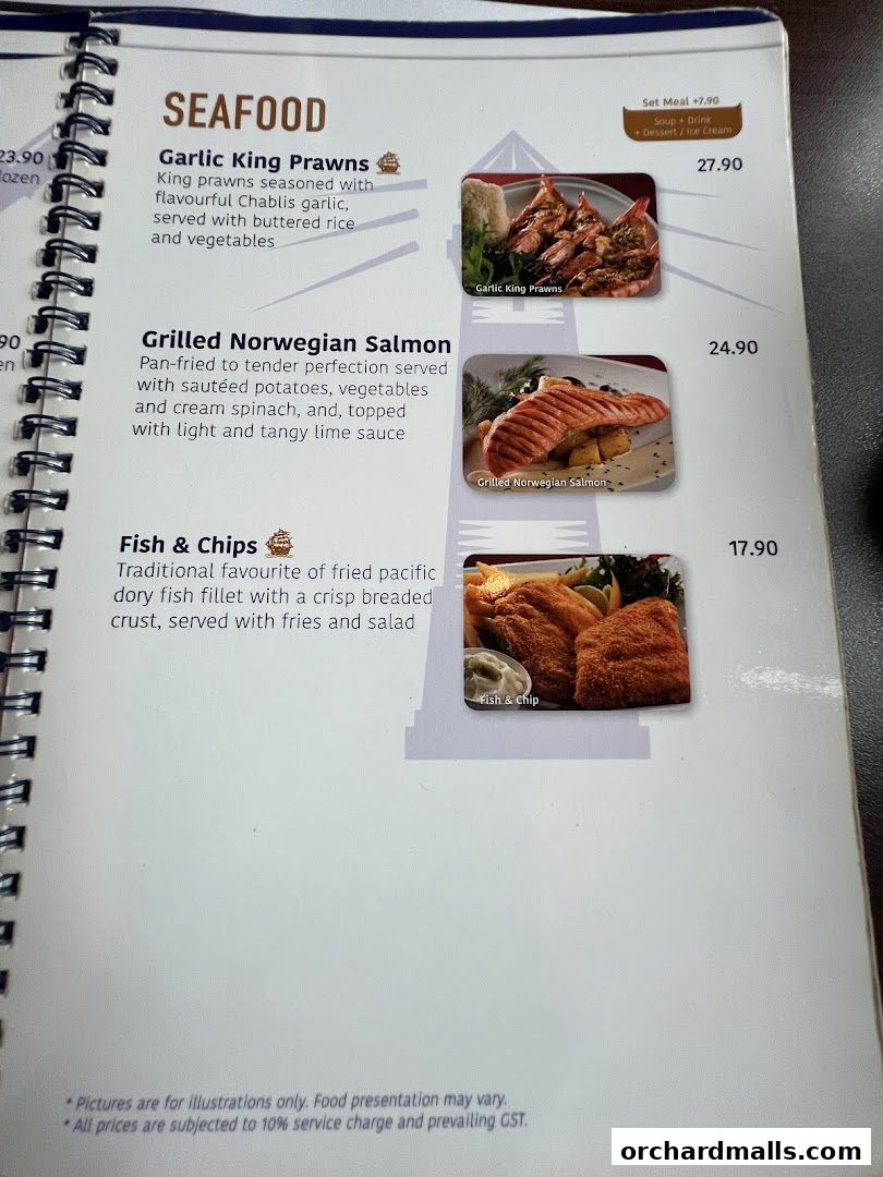 Menu page for The Ship Restaurant  Shaw Centre