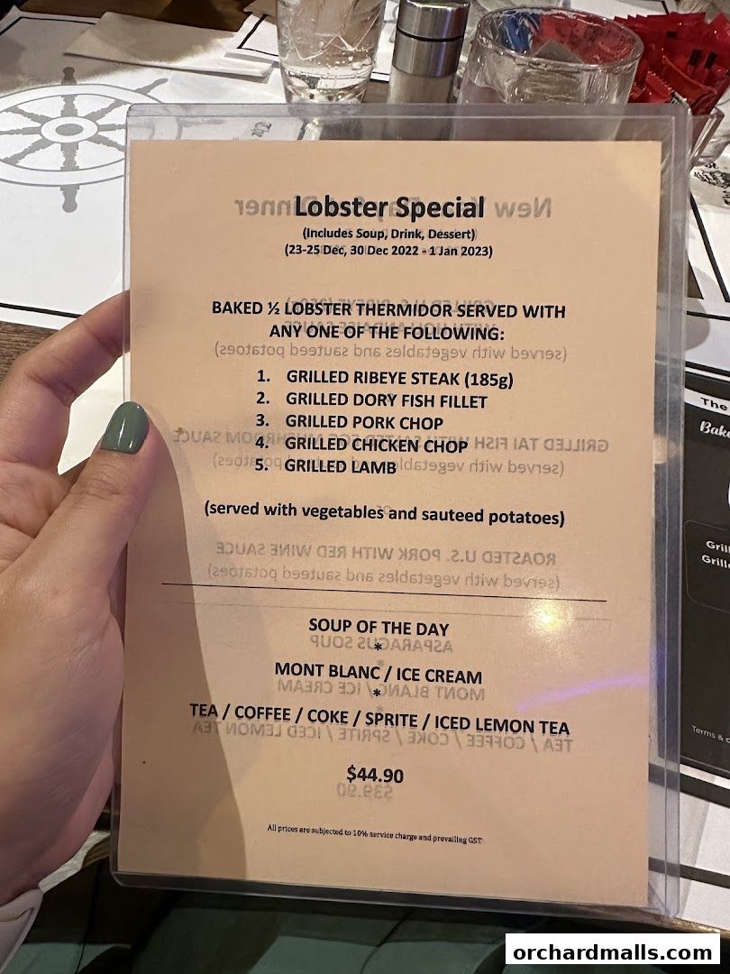 Menu page for The Ship Restaurant  Shaw Centre